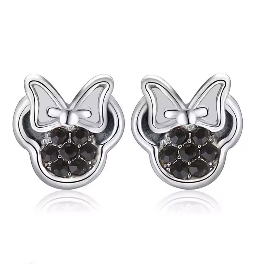 MINNIE Black Rhinestones Stud Earrings With Gift Bag